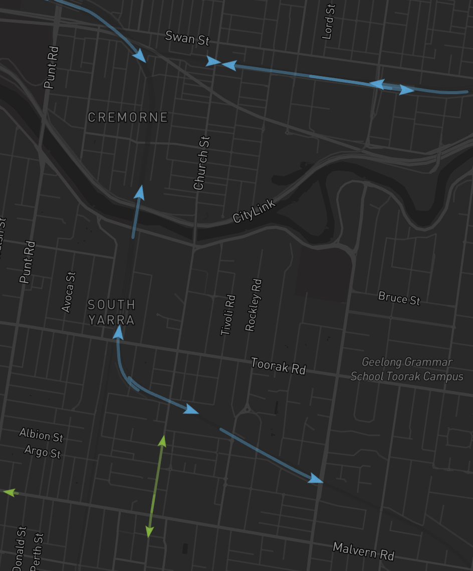 Shape-snapped interpolation following the actual road